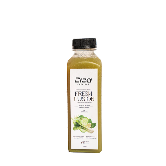 Ziza fuel bar Fresh Fusion cold pressed juice drink bottle made from celery, cucumber, apple, lime & mint 