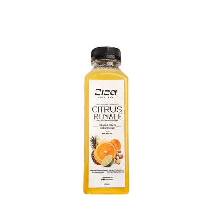 Ziza Fuel Bar Citrus Royale – Cold Pressed Juice UK drink bottle image
made from Orange, Pineapple, Lime & Ginger