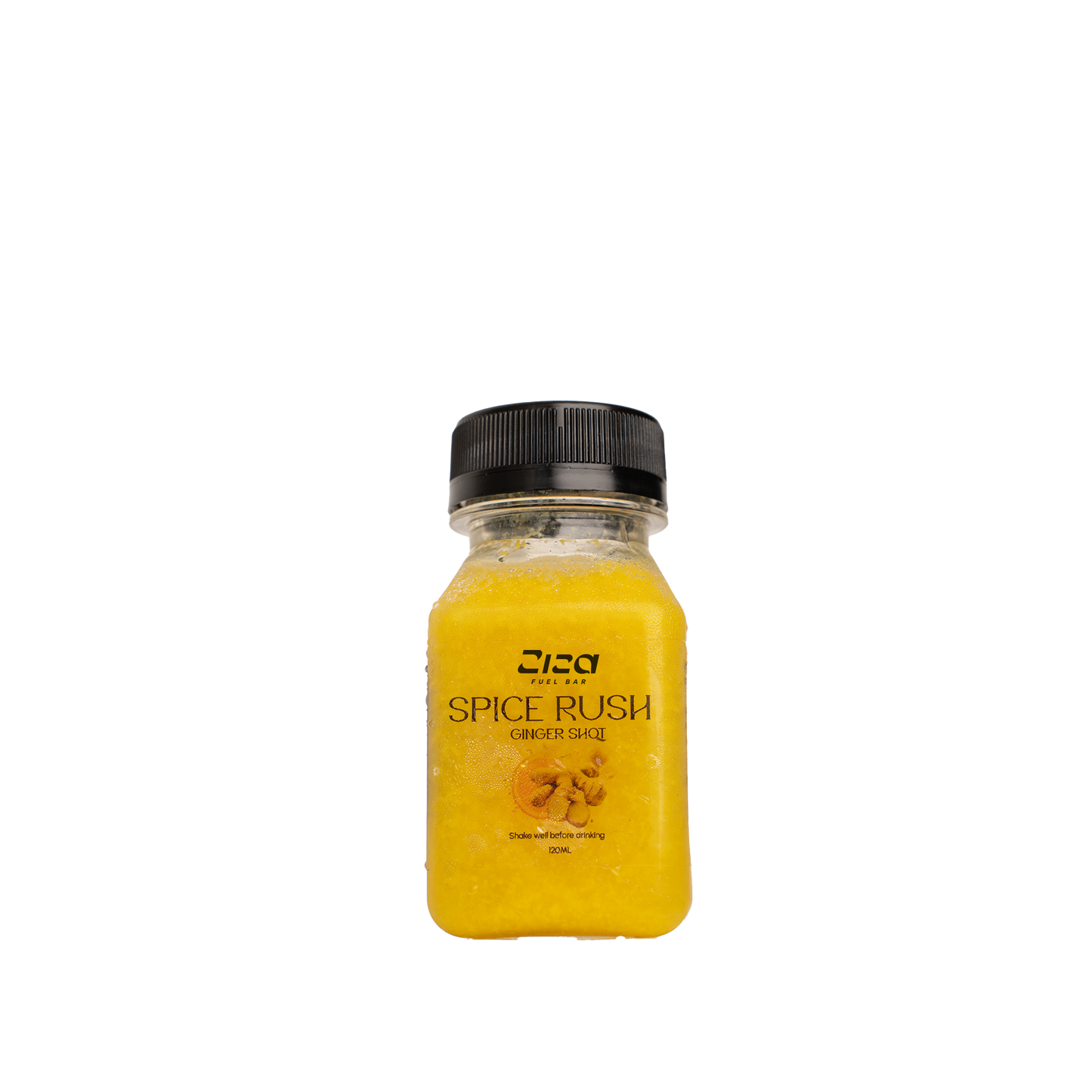 Ziza Fuel Bar Spice rush ginger shot – Cold Pressed Juice UK drink bottle 
made from Ginger, Lemon & Orange.